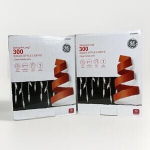 (2) 300ct Boxes GE Icicle Lights String-A-Long Clear white wedding Christmas New